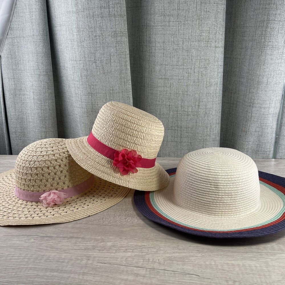 3 Women's Brimmed Hats. Wide Brim, Summer Vacation Beach Style Bundle of 3 Great